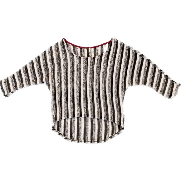 A02 Mind Code Top Hi Low Dolman Half Sleeve Mesh Sheer Knit Shirt Striped Small - Picture 1 of 7